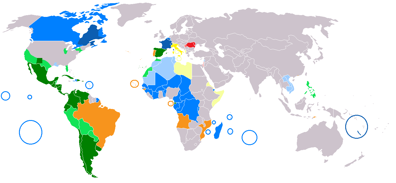 World Map of Major Romance Languages